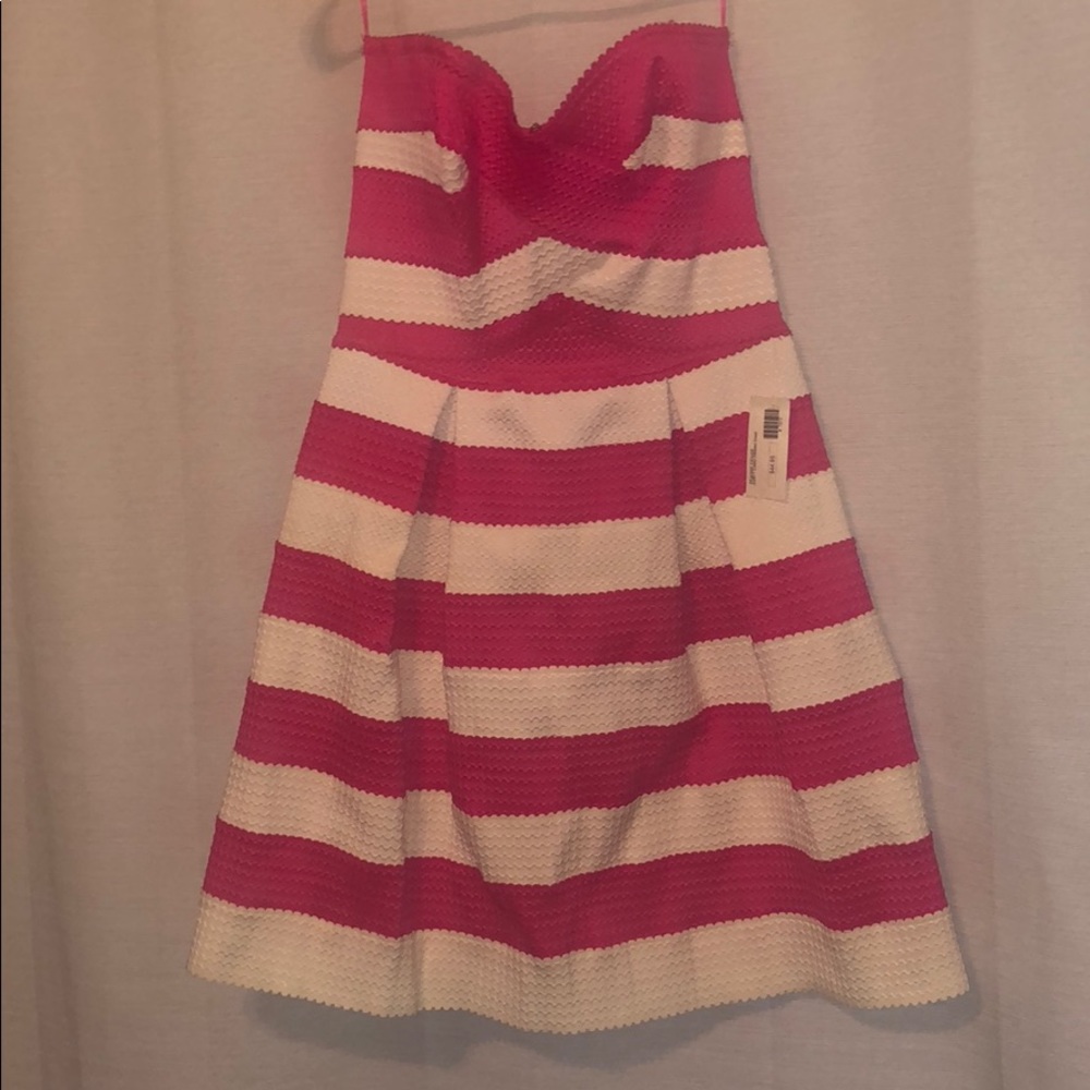Pink and white striped dress